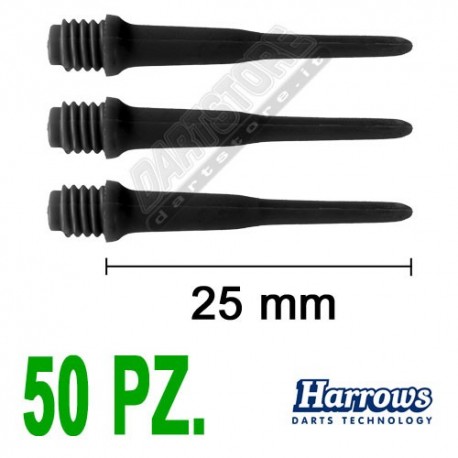 punte in plastica per freccette soft darts Pro Tips - 50 pz. - Nere Harrows Darts
