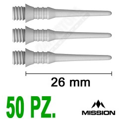 punte in plastica per freccette soft darts Titan Pro - 50 pz. - Bianche Mission Darts