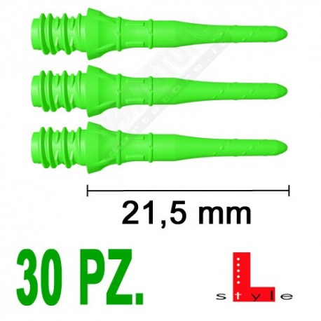 punte in plastica per freccette soft darts Premium Lippoint CORTE - 30 pz. - Verdi fluo L-Style
